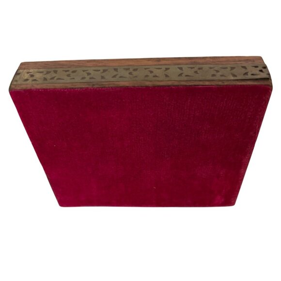 Handcrafted Wooden Jewelry/Trinket Box Glass Gemstone Painting & Brass Border - Picture 3 of 9